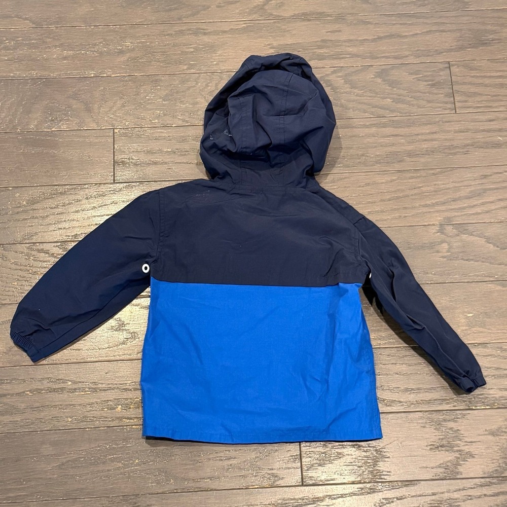 Janie and Jack Boys Blue Colorblock Half Zip Hooded Windbreaker 18-24M - Picture 3 of 3